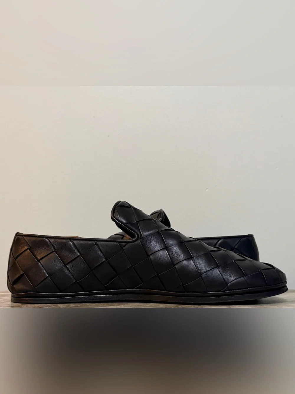 Bottega Veneta Sunday Slipper Black Nero Intrecciato Leather 45/12 Woven